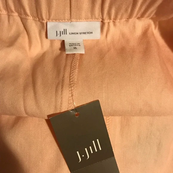 J.Jill Peach Linen Stretch Pull-On Pants XL Tapered Ankle Casual Chic Spring - Picture 5 of 5